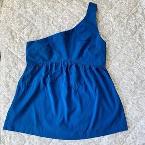 Nicole Miller Blue Silk Top One Shoulder NWOT